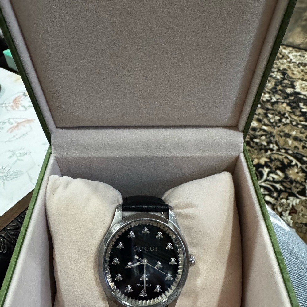 Gucci Women’s Automatic Watch with Black Dial and Silver Accents
